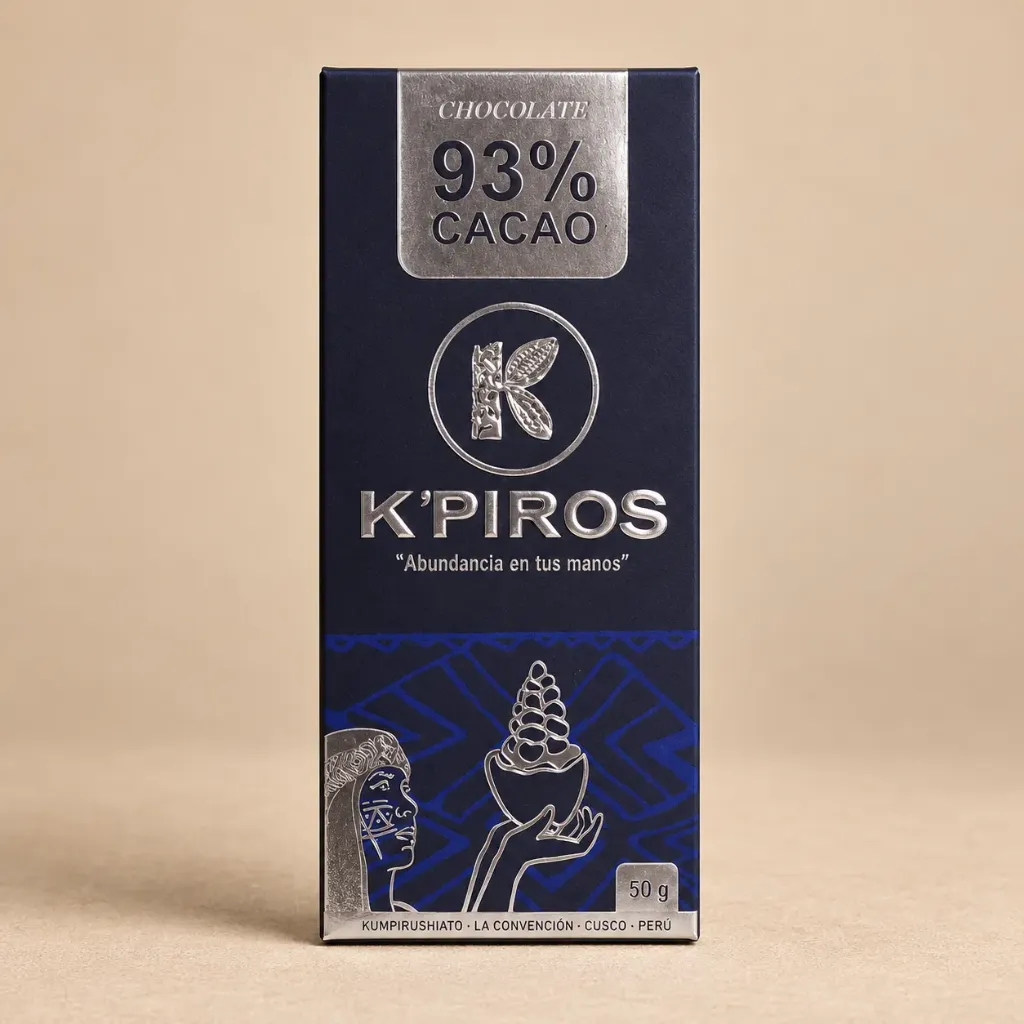 Chocolate Negro 93% Cacao Chuncho Sugar Free K´piros 50 Gr